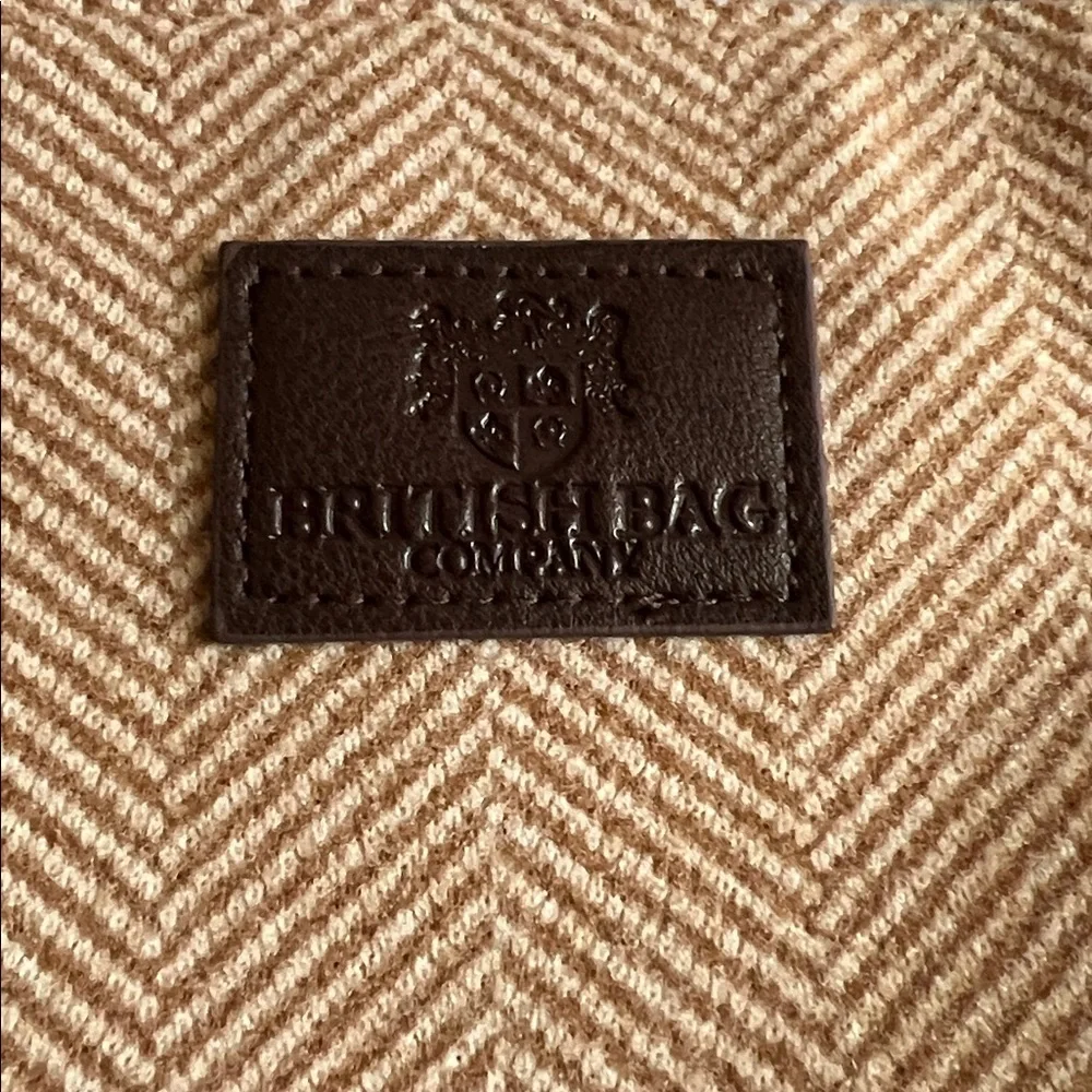 British Bag Company Tan and Brown Purse and Wallet Set Herringbone Wool NWOT